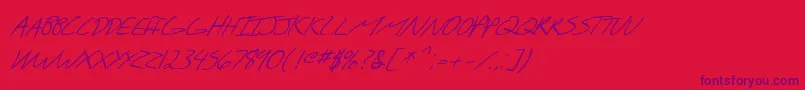 Fonte SF Scribbled Sans SC Italic – fontes roxas em um fundo vermelho