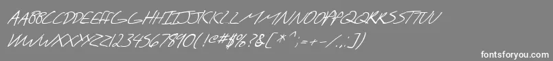 フォントSF Scribbled Sans SC Italic – 灰色の背景に白い文字