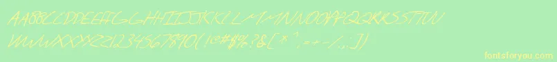 SF Scribbled Sans SC Italic Font – Yellow Fonts on Green Background