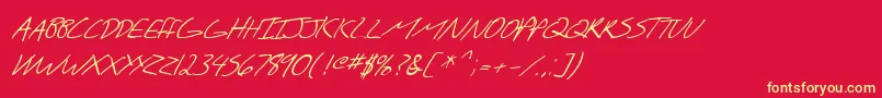 fuente SF Scribbled Sans SC Italic – Fuentes Amarillas Sobre Fondo Rojo