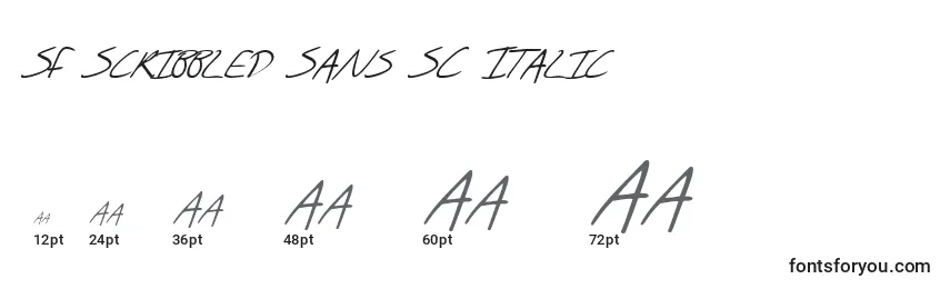 Größen der Schriftart SF Scribbled Sans SC Italic