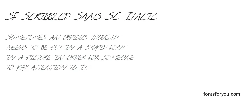 Revisão da fonte SF Scribbled Sans SC Italic