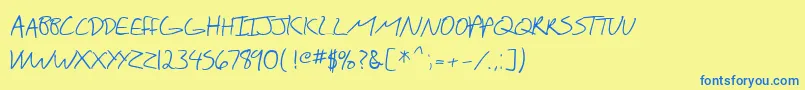 Czcionka SF Scribbled Sans SC – niebieskie czcionki na żółtym tle