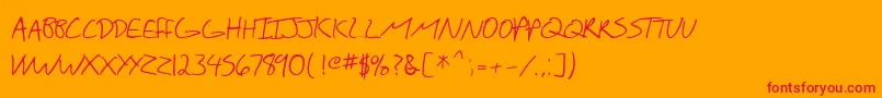 Fonte SF Scribbled Sans SC – fontes vermelhas em um fundo laranja