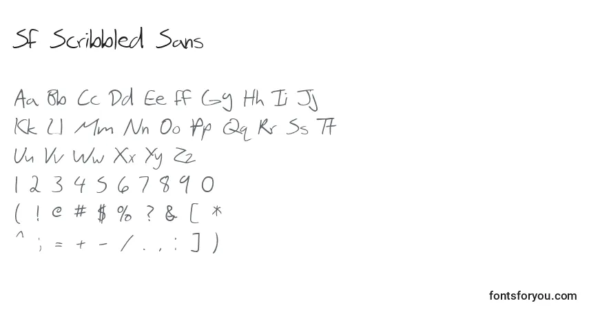 Schriftart SF Scribbled Sans – Alphabet, Zahlen, spezielle Symbole