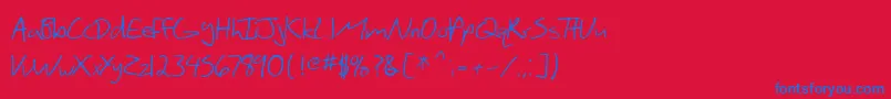 SF Scribbled Sans-Schriftart – Blaue Schriften auf rotem Hintergrund