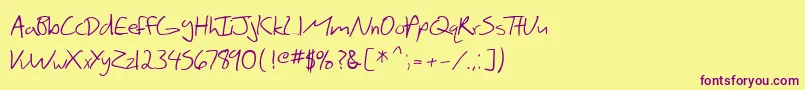 SF Scribbled Sans Font – Purple Fonts on Yellow Background