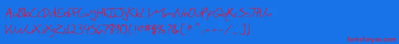 SF Scribbled Sans Font – Red Fonts on Blue Background