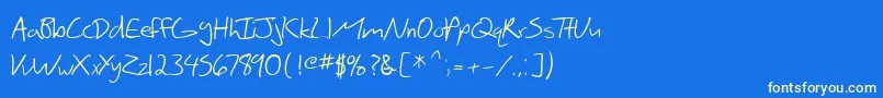 SF Scribbled Sans Font – Yellow Fonts on Blue Background