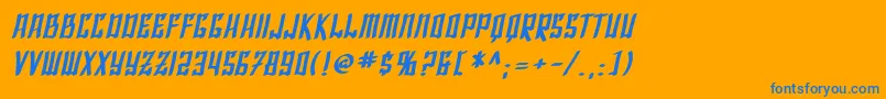 SF Shai Fontai Bold Oblique Font – Blue Fonts on Orange Background