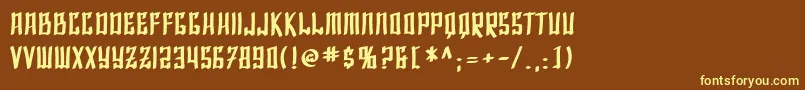 SF Shai Fontai Bold-Schriftart – Gelbe Schriften auf braunem Hintergrund
