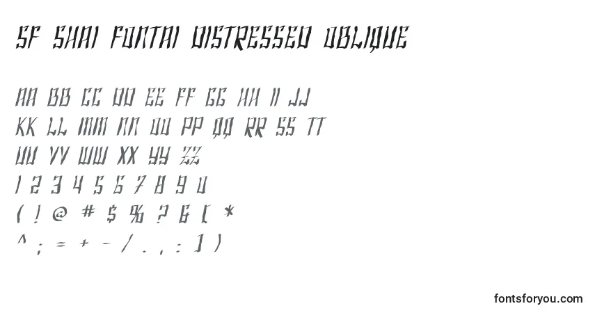 Шрифт SF Shai Fontai Distressed Oblique – алфавит, цифры, специальные символы