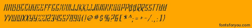 SF Shai Fontai Distressed Oblique-Schriftart – Schwarze Schriften auf orangefarbenem Hintergrund