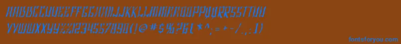 Weitere Informationen zur SF Shai Fontai Distressed Oblique-Schriftart SF Shai Fontai Distressed Oblique-Schriftart – Blaue Schriften auf braunem Hintergrund