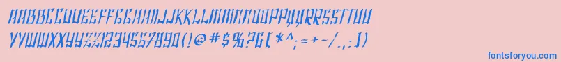 フォントSF Shai Fontai Distressed Oblique – ピンクの背景に青い文字