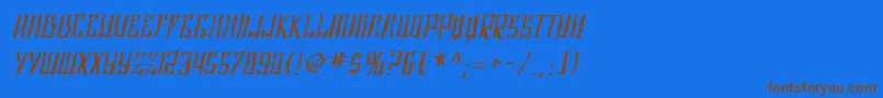 SF Shai Fontai Distressed Oblique-Schriftart – Braune Schriften auf blauem Hintergrund