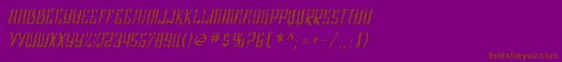 SF Shai Fontai Distressed Oblique-Schriftart – Braune Schriften auf violettem Hintergrund