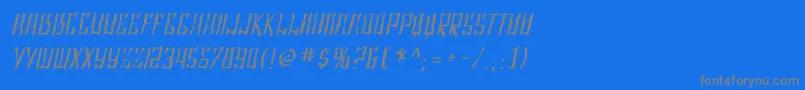 SF Shai Fontai Distressed Oblique-Schriftart – Graue Schriften auf blauem Hintergrund