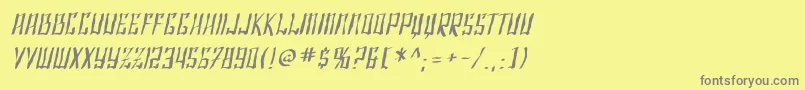 フォントSF Shai Fontai Distressed Oblique – 黄色の背景に灰色の文字