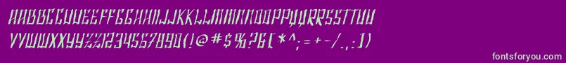 Шрифт SF Shai Fontai Distressed Oblique – зелёные шрифты на фиолетовом фоне