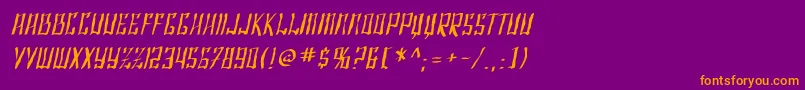 Шрифт SF Shai Fontai Distressed Oblique – оранжевые шрифты на фиолетовом фоне