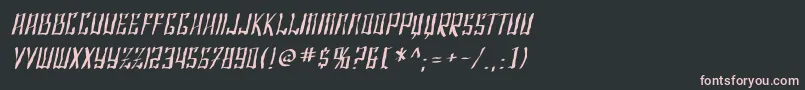 Шрифт SF Shai Fontai Distressed Oblique – розовые шрифты на чёрном фоне