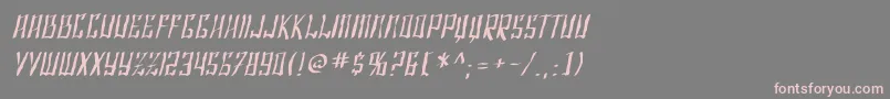 フォントSF Shai Fontai Distressed Oblique – 灰色の背景にピンクのフォント
