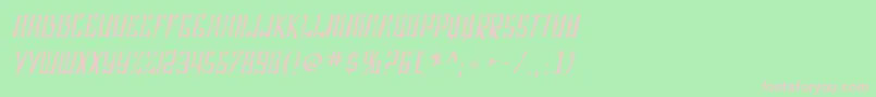 フォントSF Shai Fontai Distressed Oblique – 緑の背景にピンクのフォント