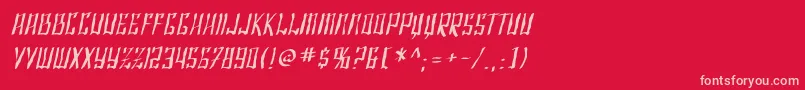 SF Shai Fontai Distressed Oblique-fontti – vaaleanpunaiset fontit punaisella taustalla