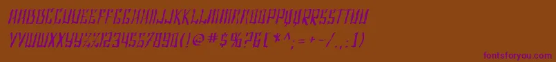 SF Shai Fontai Distressed Oblique-Schriftart – Violette Schriften auf braunem Hintergrund