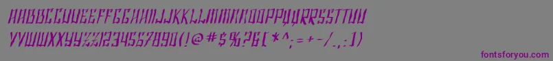 SF Shai Fontai Distressed Oblique-Schriftart – Violette Schriften auf grauem Hintergrund