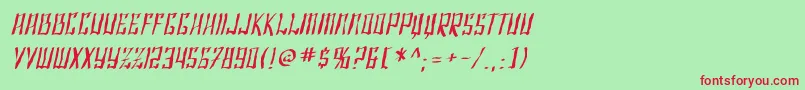 Czcionka SF Shai Fontai Distressed Oblique – czerwone czcionki na zielonym tle