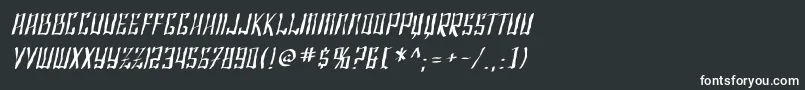 SF Shai Fontai Distressed Oblique-fontti – valkoiset fontit mustalla taustalla