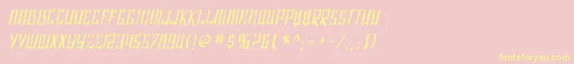 Шрифт SF Shai Fontai Distressed Oblique – жёлтые шрифты на розовом фоне