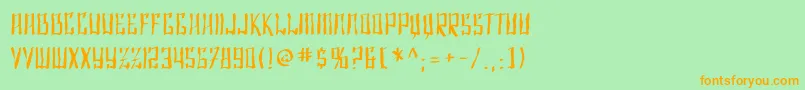 SF Shai Fontai Distressed-Schriftart – Orangefarbene Schriften auf grünem Hintergrund