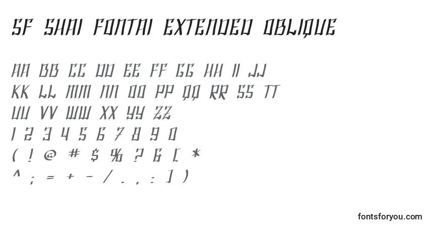 Schriftart SF Shai Fontai Extended Oblique – Alphabet, Zahlen, spezielle Symbole