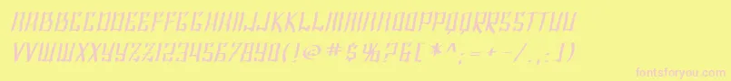 フォントSF Shai Fontai Extended Oblique – ピンクのフォント、黄色の背景