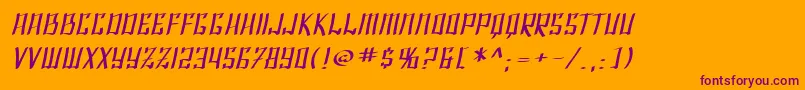 SF Shai Fontai Extended Oblique-Schriftart – Violette Schriften auf orangefarbenem Hintergrund