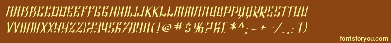 SF Shai Fontai Extended Oblique-fontti – keltaiset fontit ruskealla taustalla