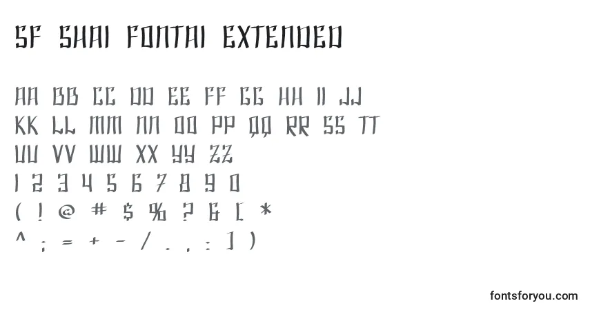 Czcionka SF Shai Fontai Extended – alfabet, cyfry, specjalne znaki