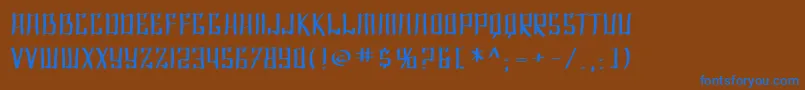 フォントSF Shai Fontai Extended – 茶色の背景に青い文字