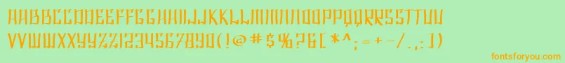 フォントSF Shai Fontai Extended – オレンジの文字が緑の背景にあります。
