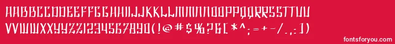 Czcionka SF Shai Fontai Extended – białe czcionki na czerwonym tle