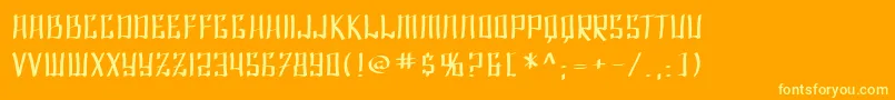 Fonte SF Shai Fontai Extended – fontes amarelas em um fundo laranja