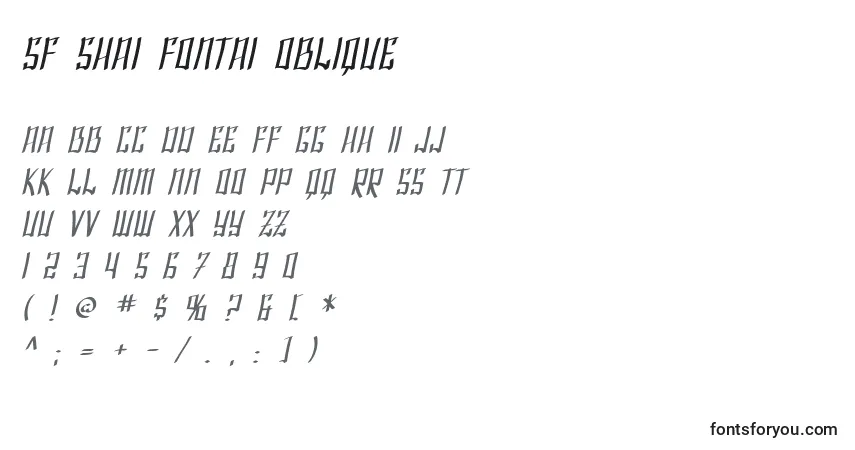 A fonte SF Shai Fontai Oblique – alfabeto, números, caracteres especiais