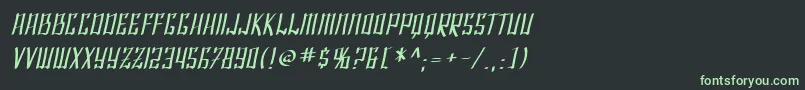 フォントSF Shai Fontai Oblique – 黒い背景に緑の文字