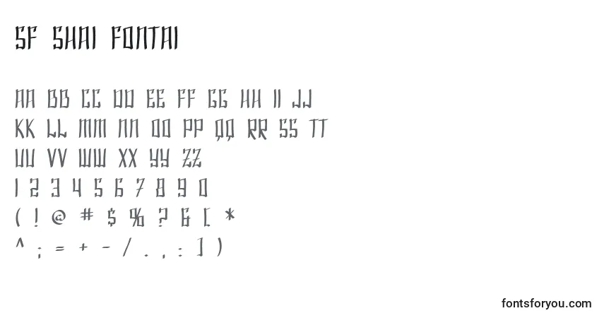 A fonte SF Shai Fontai – alfabeto, números, caracteres especiais