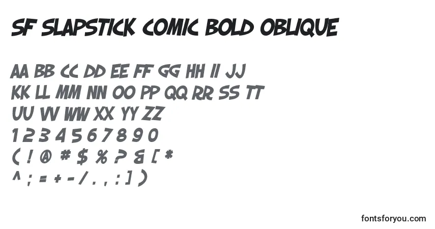 A fonte SF Slapstick Comic Bold Oblique – alfabeto, números, caracteres especiais