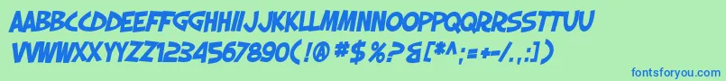 Police SF Slapstick Comic Bold Oblique – polices bleues sur fond vert