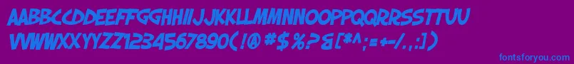 SF Slapstick Comic Bold Oblique Font – Blue Fonts on Purple Background